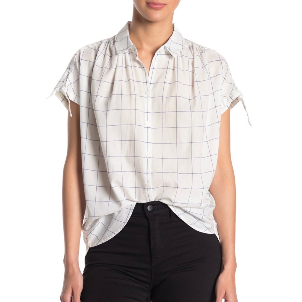 Madewell Central Tie Sleeve Top sz M